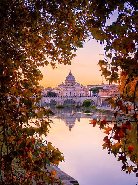 Beautiful view over St. Peter's Basilica in Vatican from Rome, Italy