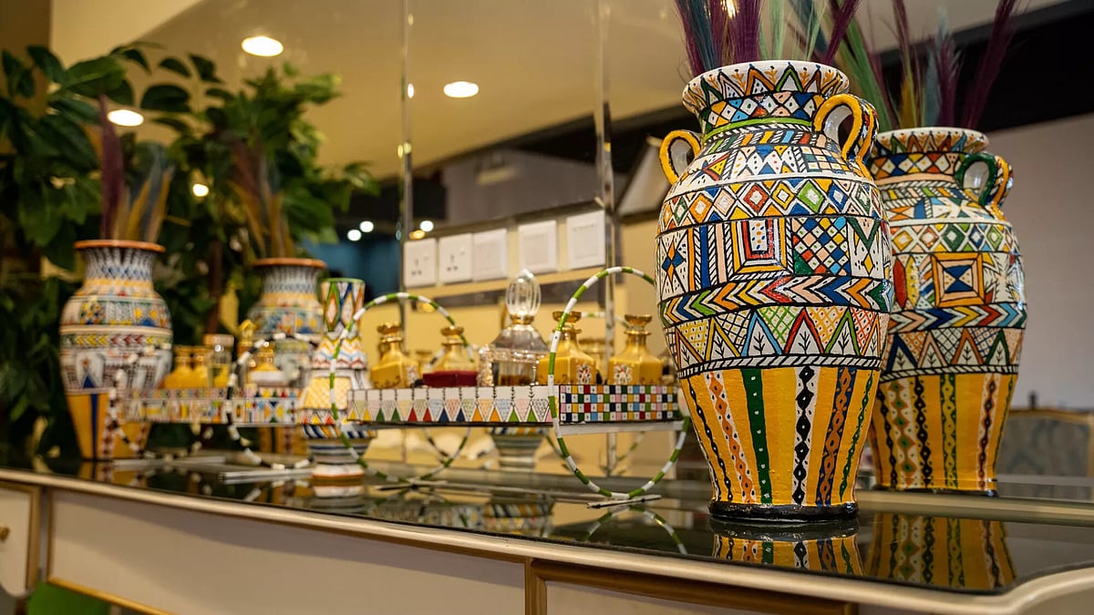 The best place to find Al-Qatt Al-Aseeri engraved products like tea and coffee cups, dishes, and stationery is in Abha