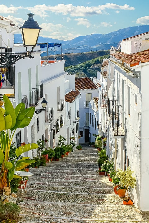 Narrow alley of an Andalusian town, Frigiliana