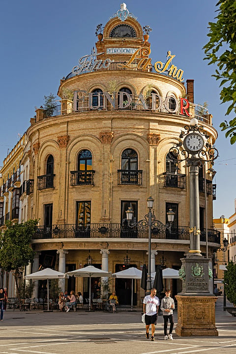 El Gallo Azul rotunda building in Jerez de la Frontera
