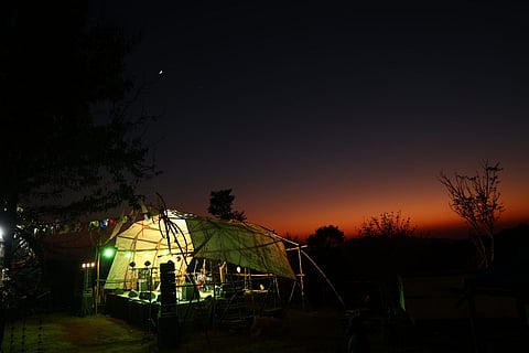 Dusk falls at the Bir Music Festival
