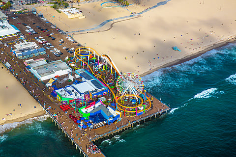 Take a short stroll to the historic Santa Monica Pier at Santa Monica’s westernmost point.