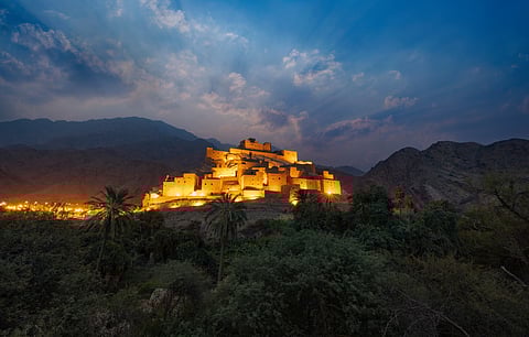 Dhee Ayn lit up at night