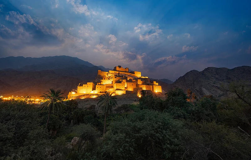 Dhee Ayn lit up at night