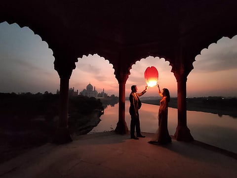 A photoshoot near the Taj Mahal organised by Trocals