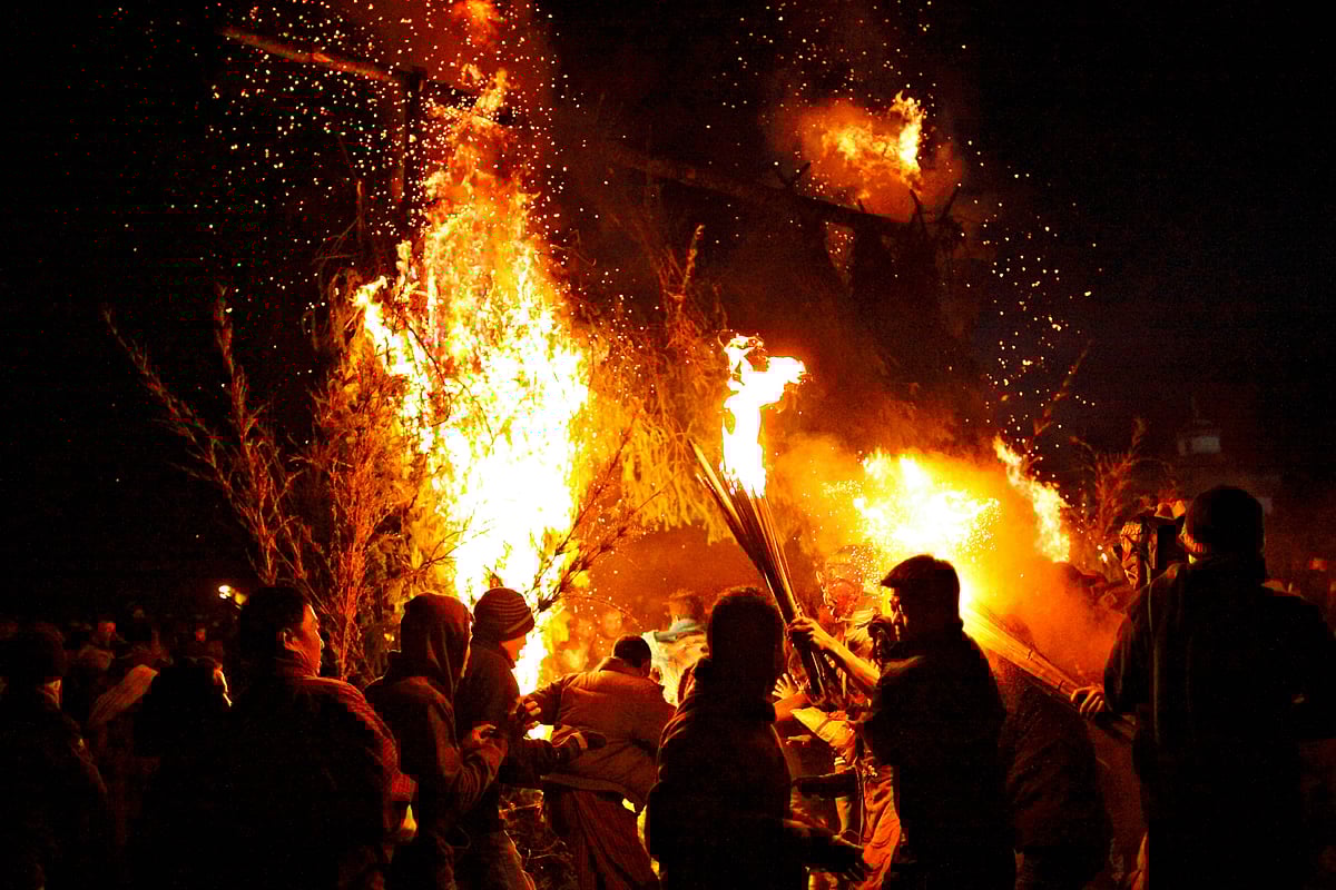 The highlight of the Jambay Lhakhang Drup festival is the mewang (fire blessing ceremony)