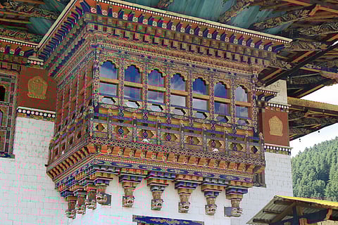 An exterior view of Kurjey Lhakhang, also known as the Kurjey Monastery