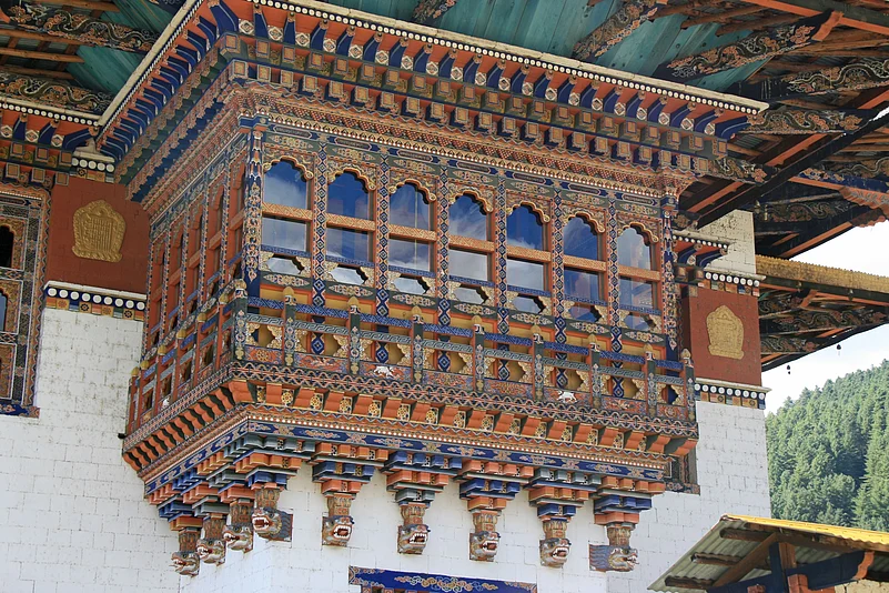 An exterior view of Kurjey Lhakhang, also known as the Kurjey Monastery