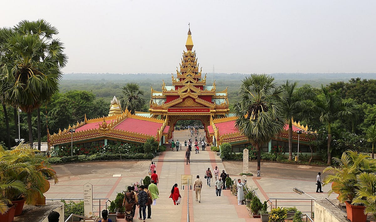Global Vipassana Pagoda is inspired by the Shwedagon Pagoda in Yangon, Myanmar