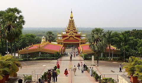 Global Vipassana Pagoda is inspired by the Shwedagon Pagoda in Yangon, Myanmar