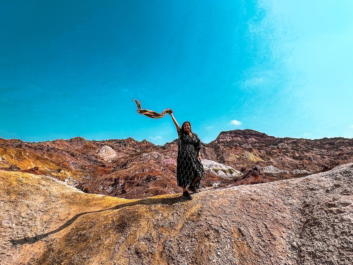 The author while exploring the vibrant terrains of Iran