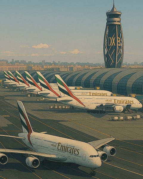 A Ghibli renditiion of Dubai International Airport