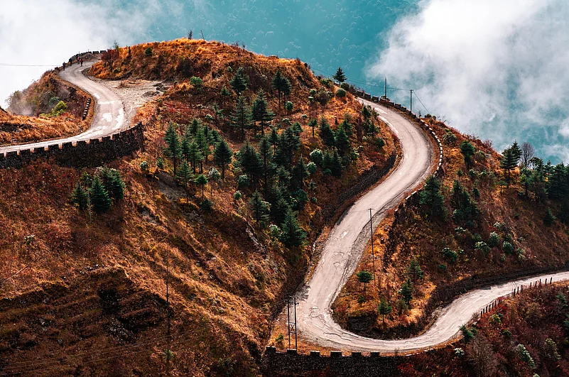 The roads of Nathang Valley in Sikkim