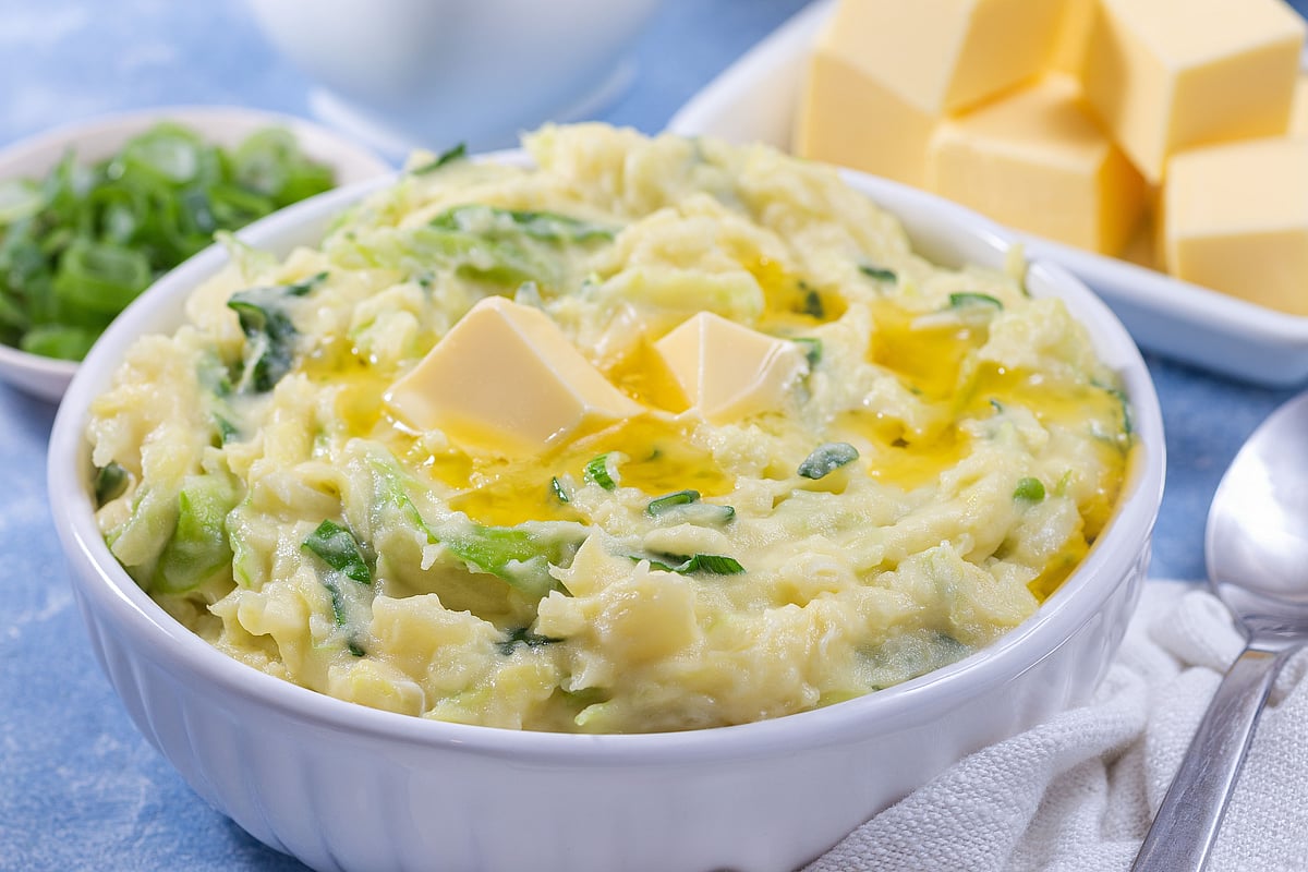 Colcannon is a traditional Irish dish of mashed potatoes and cabbage