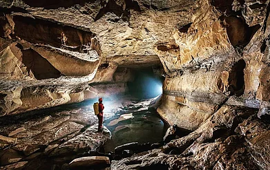 Copyright: Chris Howes. Sourced from exploringdivinethrills/Instagram : Inside Krem Puri, the longest sandstone cave in the world