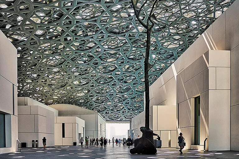 The dome of the Louvre Abu Dhabi is a geometric structure made up of 7,850 stars - Courtesy: Department of Culture and Tourism – Abu Dhabi