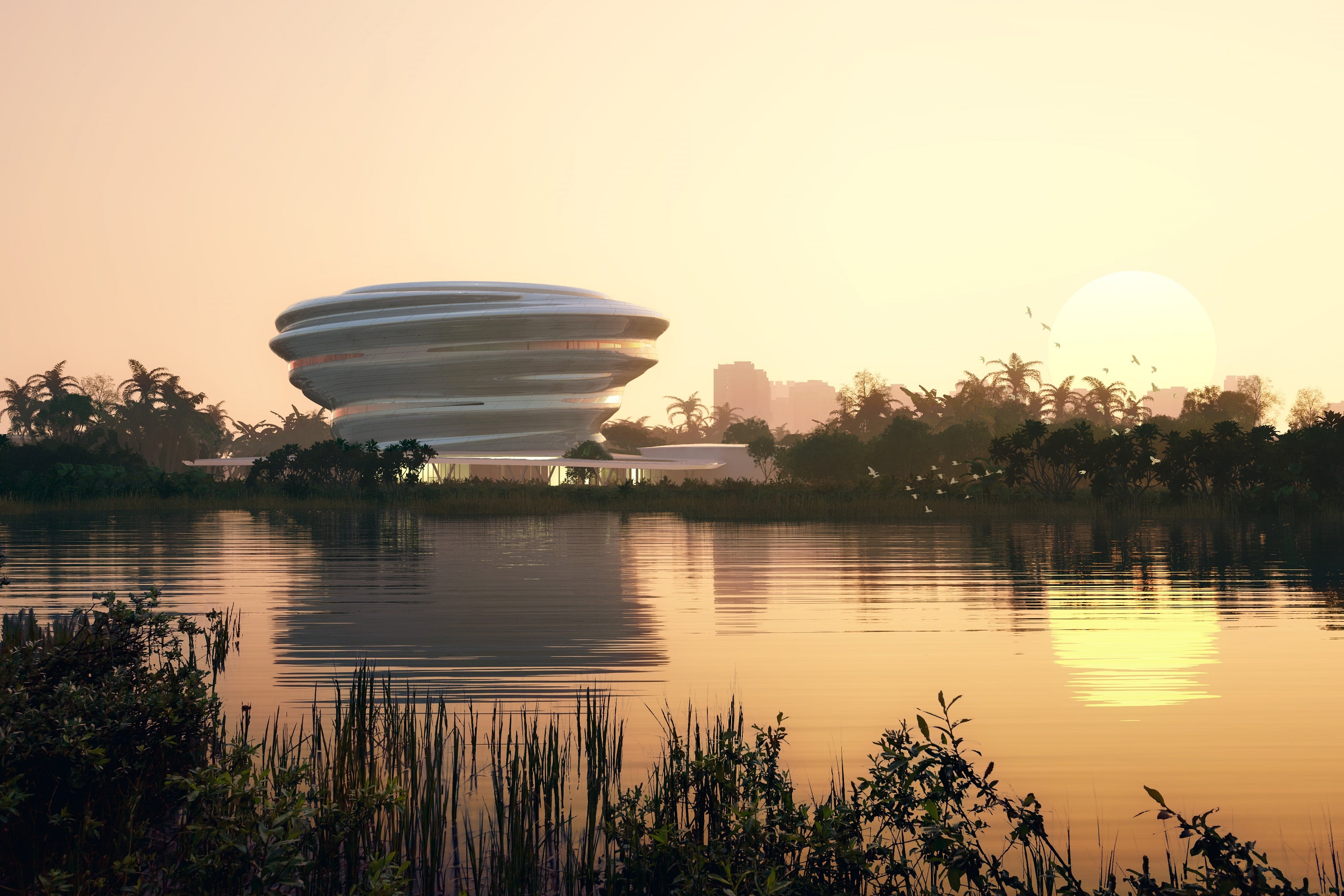 A 3D visualisation of the Hainan Science and Technology Museum by MAD Architects