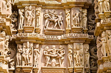 waj/Shutterstock : Erotic carvings at the Khajuraho Group of Monuments in Madhya Pradesh