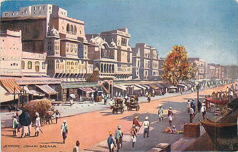 Print of the old Johari Bazaar in Jaipur by India Tea Advertising