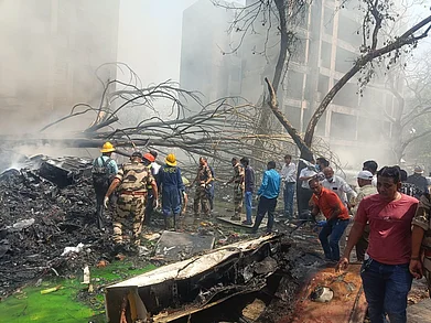 The site where the Air India plane carrying 242 passengers and crew crashed