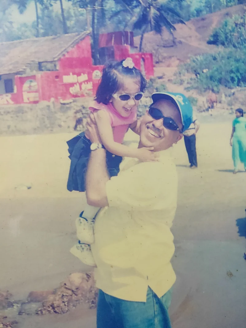 Nishtha Kawrani as a child with her father