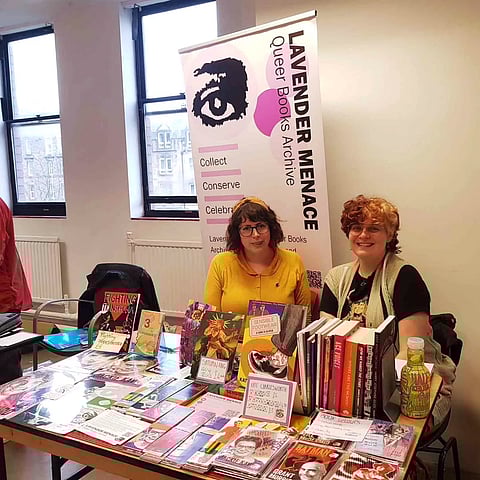 At a festival event in Edinburgh, showcasing LGBTQ books