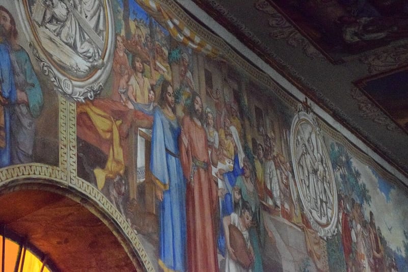 The frescoes have undergone restoration efforts, particularly by the Indian National Trust for Art and Cultural Heritage (INTACH)