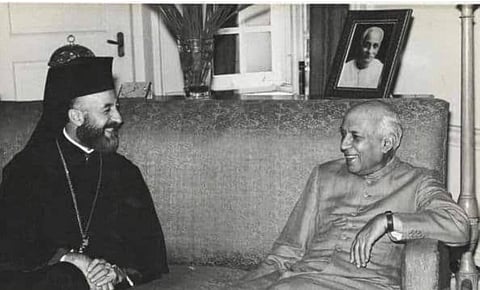 Archbishop Makarios III with Jawaharlal Nehru