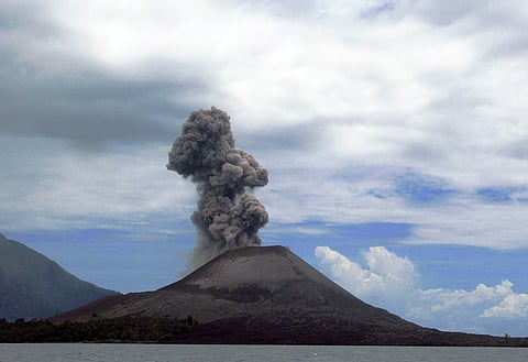 Anak Krakatau is a volcanic island in the Sunda Strait between Java and Sumatra in Indonesia