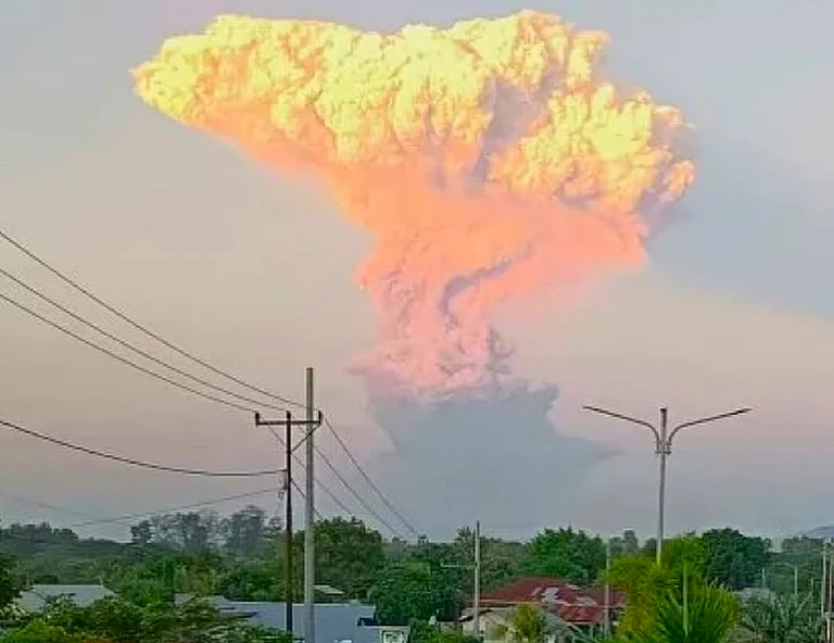 The eruption generated a mushroom-shaped ash cloud that could be seen from cities far away - skurtgangg/Instagram