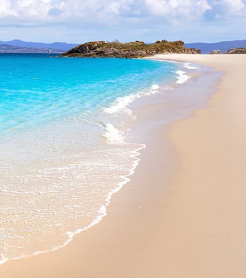 Playa de Rodas is a gently curved beach off the coast of Galicia