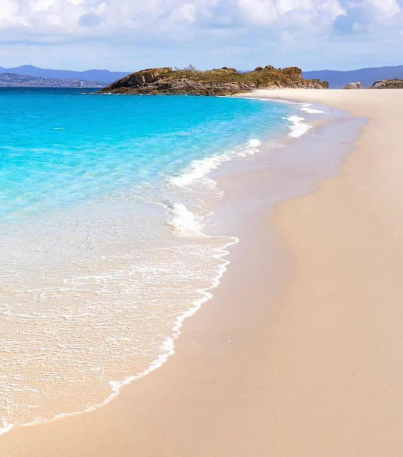 Playa de Rodas is a gently curved beach off the coast of Galicia