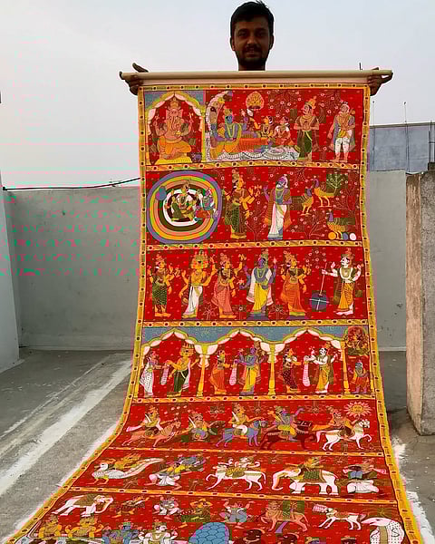 A traditional Cheriyal scroll painting