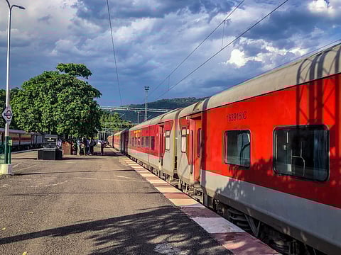 A train parked at a railway station in Jammu and Kashmir
