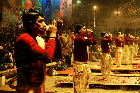 Music emanates from the ghats of Varanasi