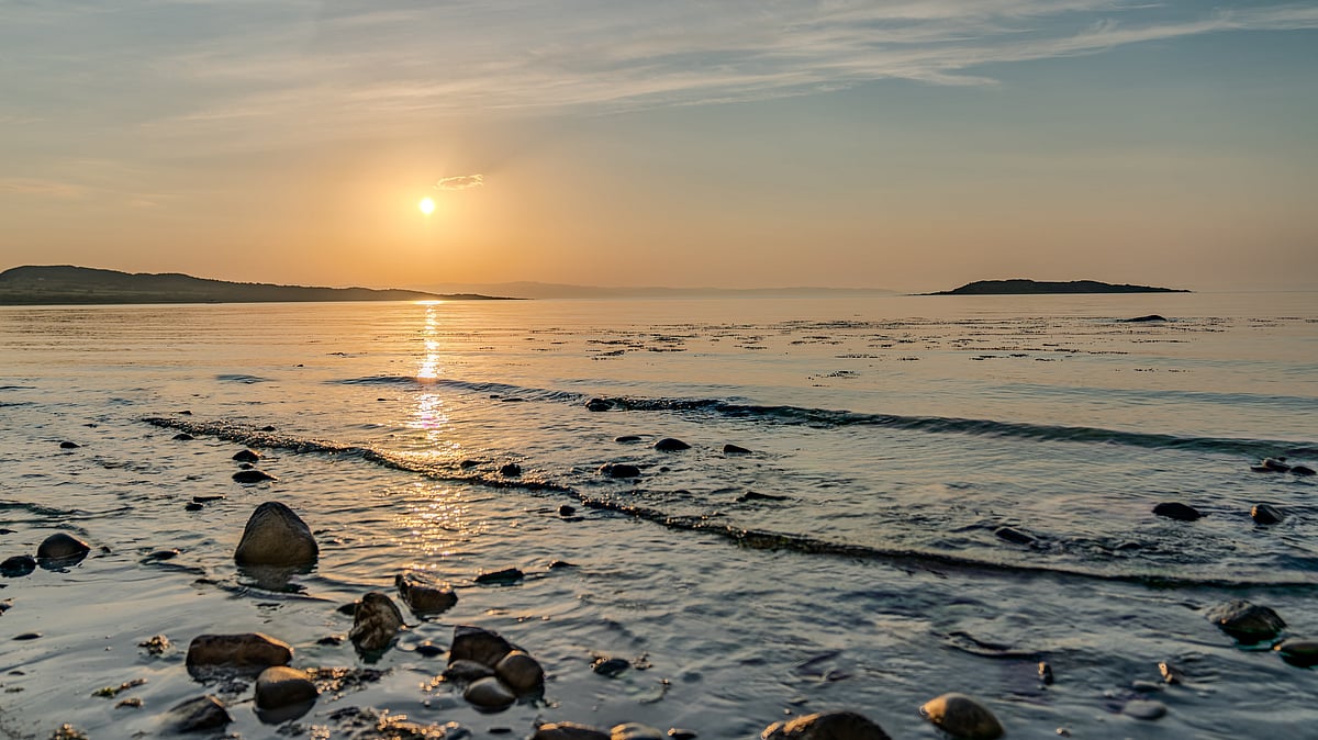 Sunrise over Corran Sands beach in Jura