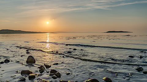 Sunrise over Corran Sands beach in Jura