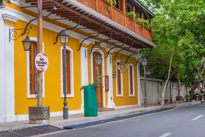 A colourful building in White Town, Pondicherry