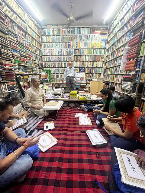 Participants on a walk around calligraphy culture