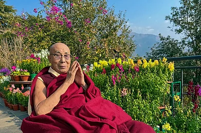 Dalai Lama/Facebook.com : His Holiness the Dalai Lama enjoying the morning sun on the veranda of his residence in Dharamsala
