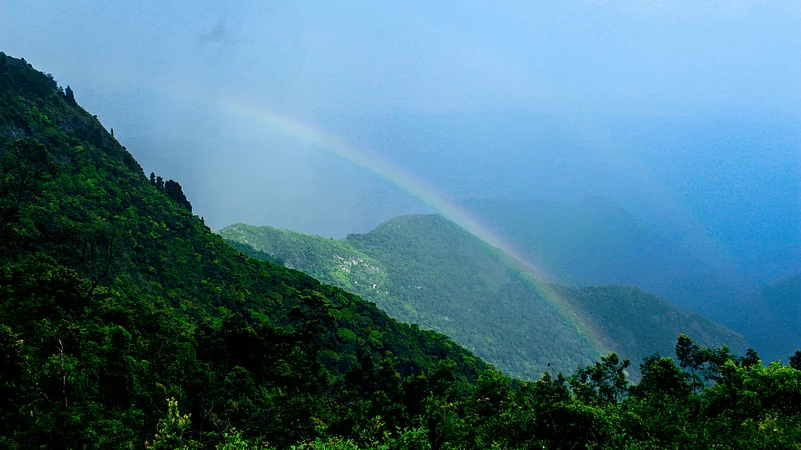 A double rainbow at Moir Point in Kodaikanal