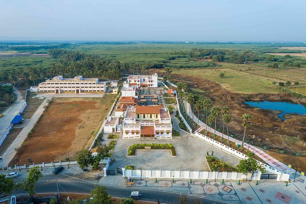 An aerial view of the Keeladi Museum