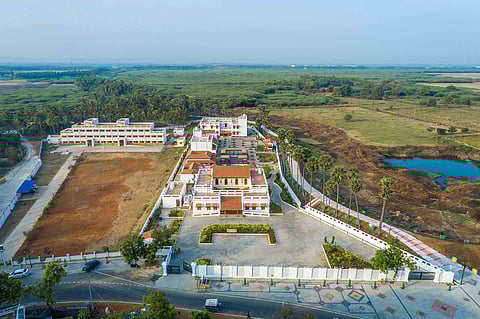 An aerial view of the Keeladi Museum