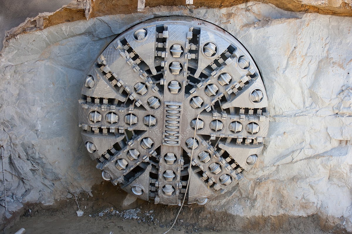 A tunnel boring machine is used to excavate tunnels