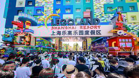 People waiting outside the Legoland Resort