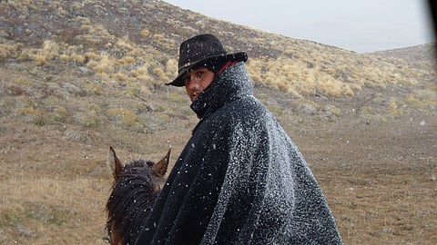 Juan Paredes, "an eternal friend" of Juan Cristóbal del Pedregal Bravo, during a 10-day horse-riding trip in the middle of the Patagonian winter