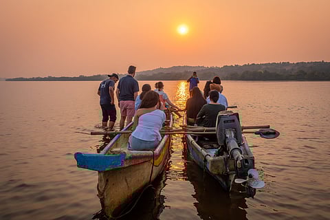 Tourists explore the island of Divar in Goa