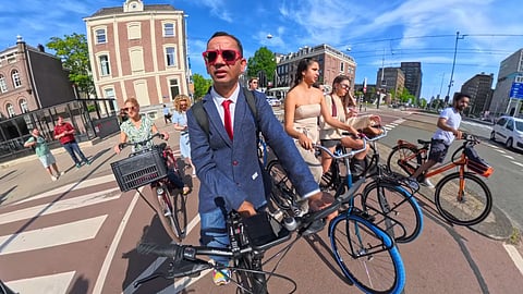 Vijay Ramesh Malhotra on his way to a meeting in Amsterdam