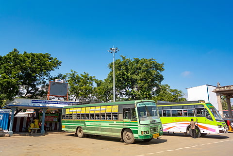 A bus depot in Mahabalipuram