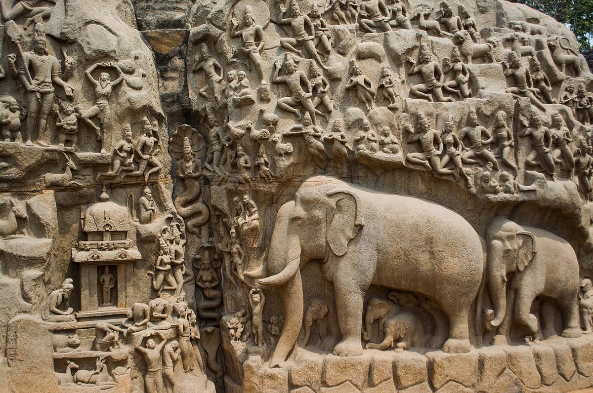 The Descent of the Ganges, known locally as Arjunas Penance, is a giant open-air rock relief carved on two monolithic boulders